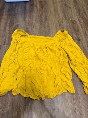 a new day Golden Mustard Peasant Blouse